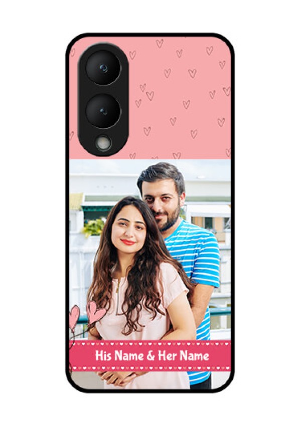 Vivo Y28 5G Custom Glass Phone Case - Love Design Peach Color