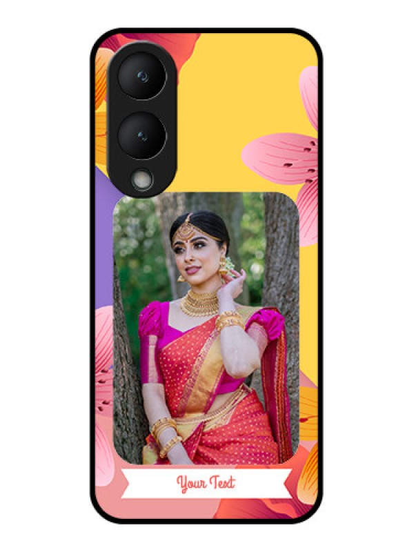 Custom Vivo Y28 5G Custom Glass Phone Case - 3 Image With Vintage Floral Design