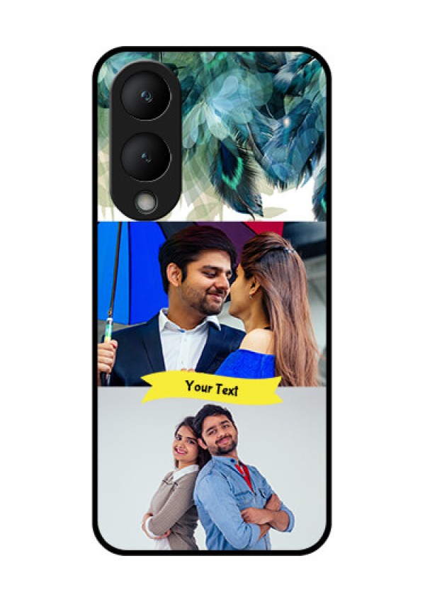 Vivo Y28 5G Custom Glass Phone Case - Image With Boho Peacock Feather Design
