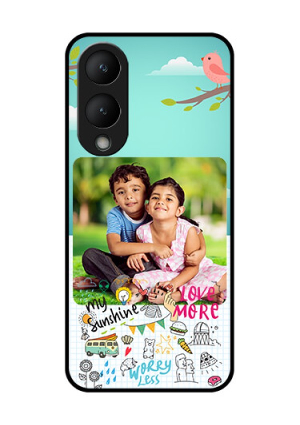 Vivo Y28 5G Custom Glass Phone Case - Doodle Love Design