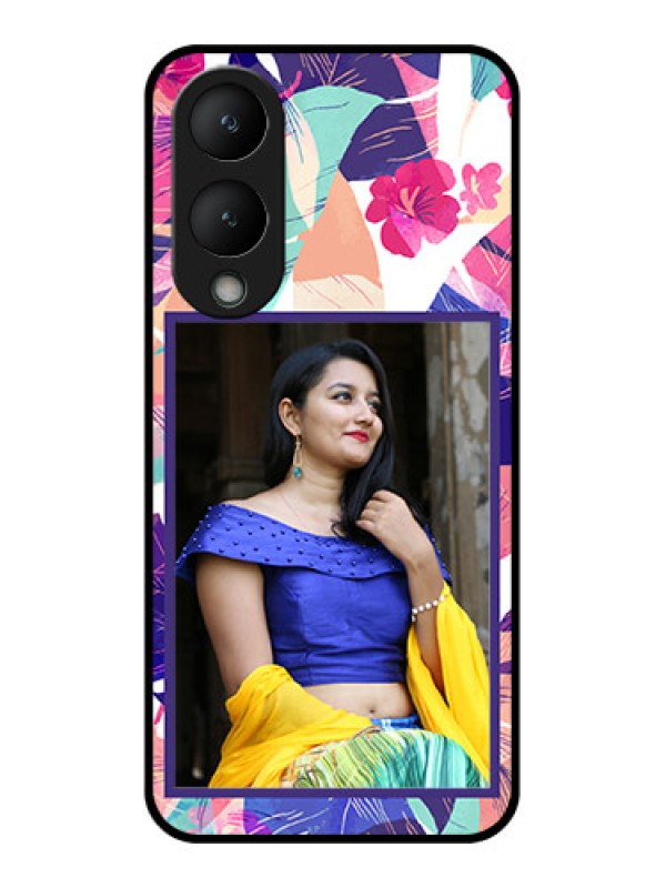 Custom Vivo Y28 5G Custom Glass Phone Case - Abstract Floral Design