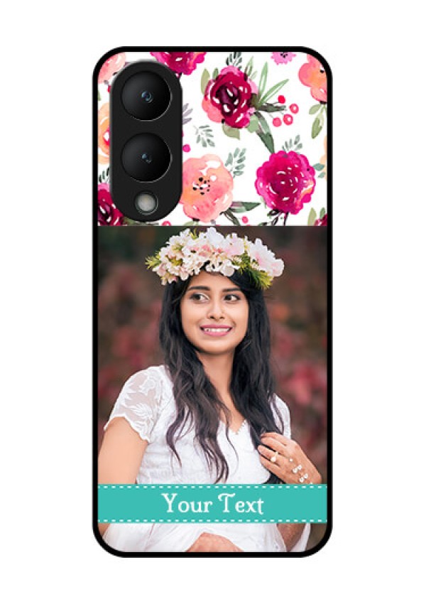 Vivo Y28 5G Custom Glass Phone Case - Water Colors Floral Design