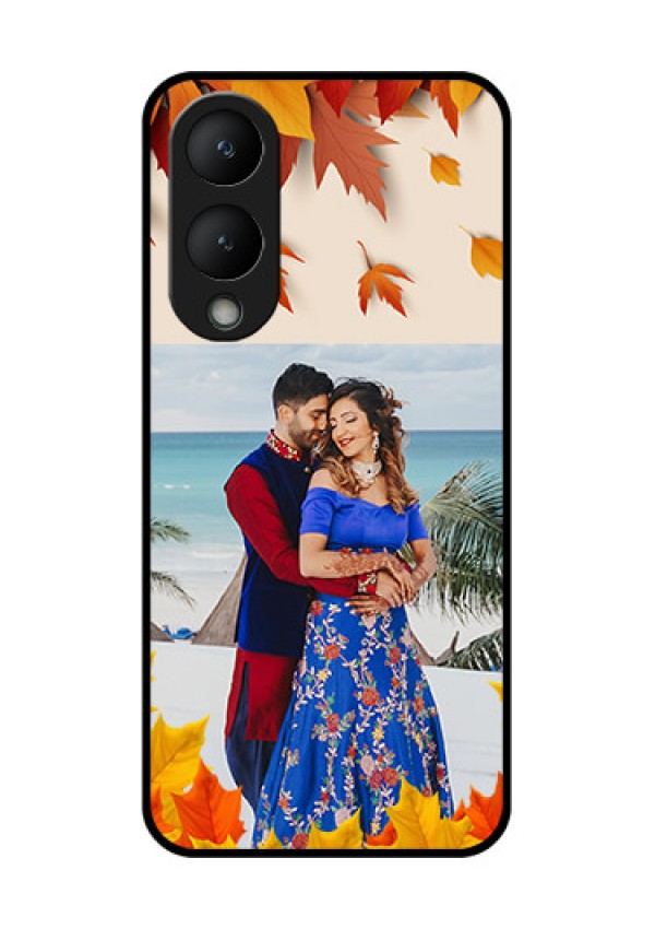 Vivo Y28 5G Custom Glass Phone Case - Autumn Maple Leaves Design