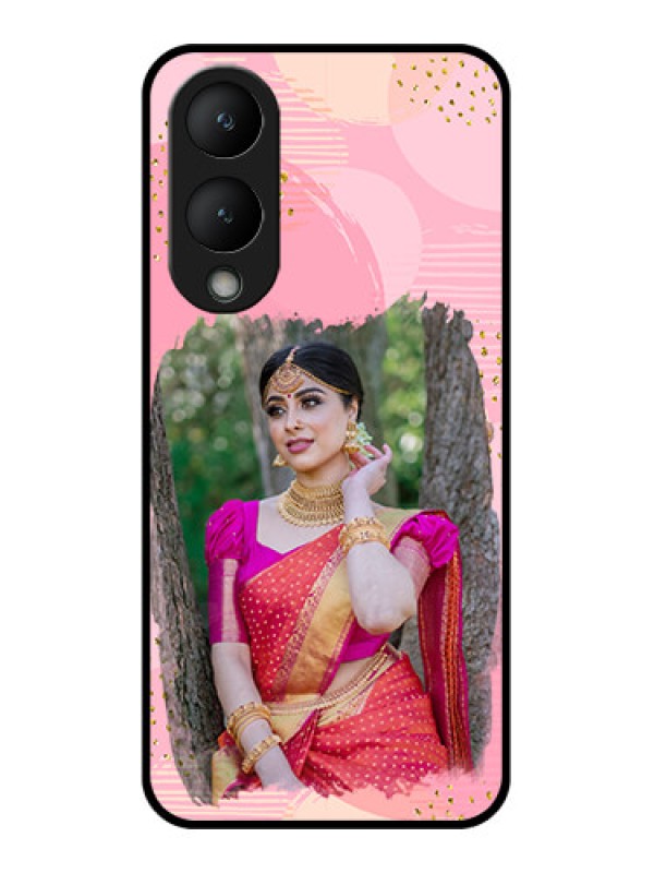 Custom Vivo Y28 5G Custom Glass Phone Case - Gold Glitter Splash Design