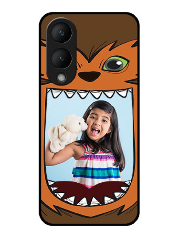 Custom Vivo Y28 5G Custom Glass Phone Case - Owl Monster Back Case Design