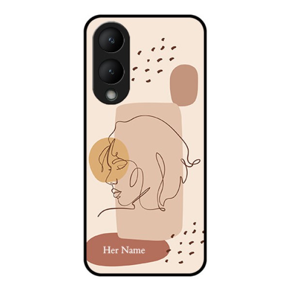 Vivo Y28 5G Custom Glass Phone Case - Calm Woman Line Art Design