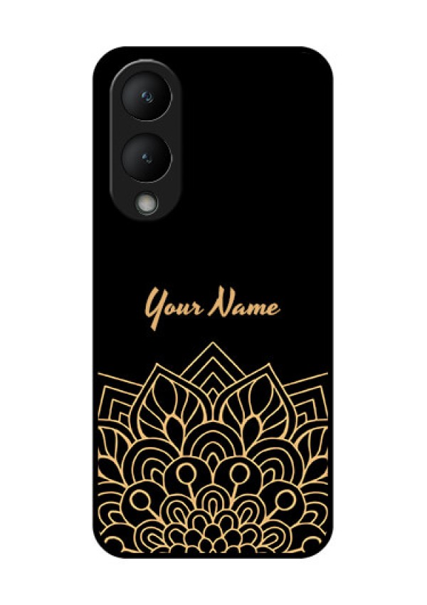 Vivo Y28 5G Custom Glass Phone Case - Golden Mandala Design