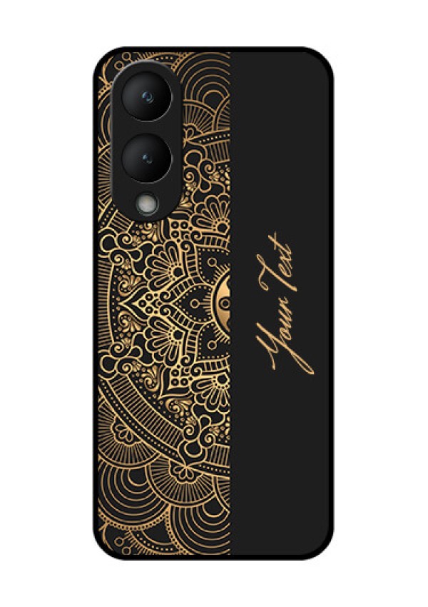 Vivo Y28 5G Custom Glass Phone Case - Mandala Art With Custom Text Design