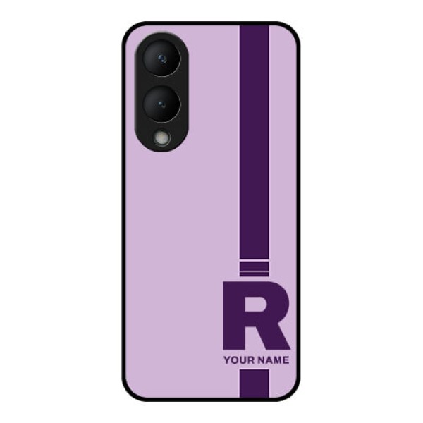 Vivo Y28 5G Custom Glass Phone Case - Simple Dual Tone Stripe With Name Design
