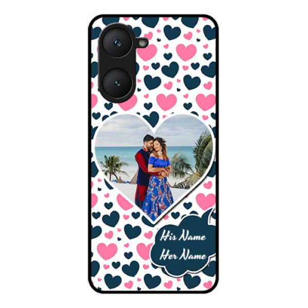 Vivo Y28e 5G Custom Glass Phone Case - Pink and Blue Heart Design
