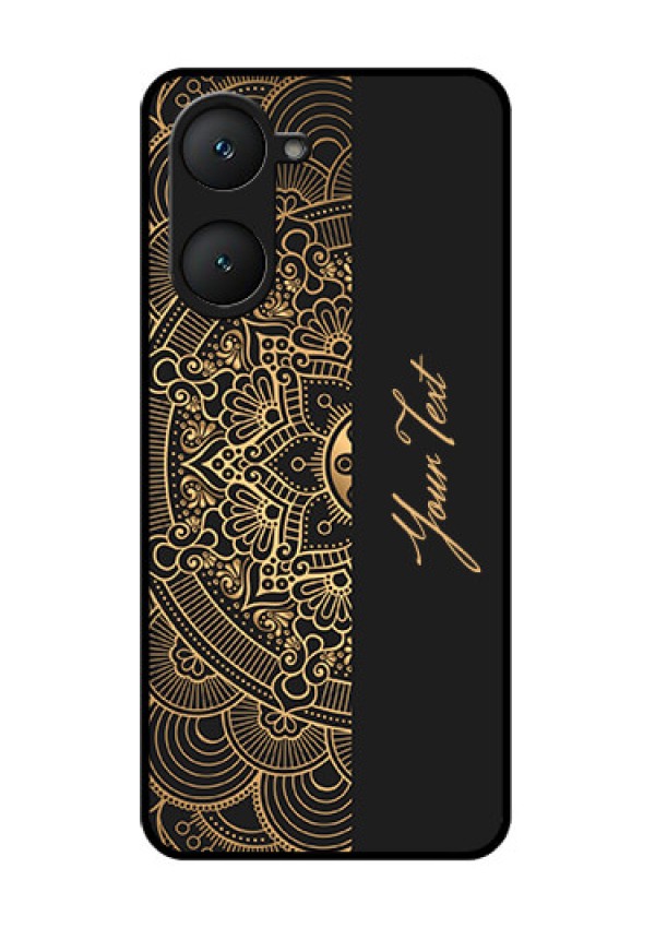 Vivo Y28e 5G Custom Glass Phone Case - Mandala Art With Custom Text Design