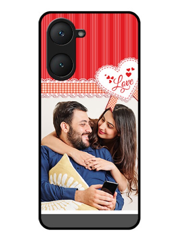 Custom Vivo Y28s 5G Custom Glass Phone Case - Red Love Pattern Design
