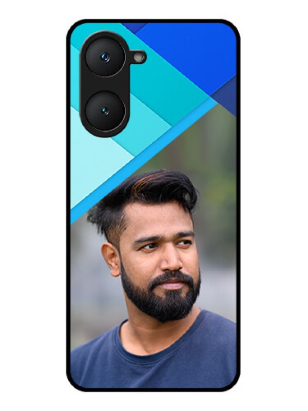 Custom Vivo Y28s 5G Custom Glass Phone Case - Blue Pattern Design