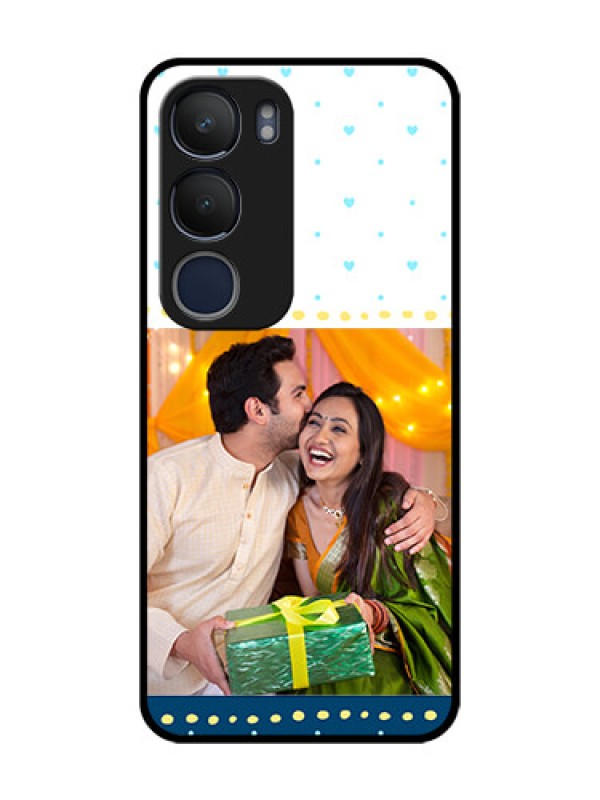 Custom Vivo Y29 5G Custom Glass Phone CaseWhite And Blue Abstract Design