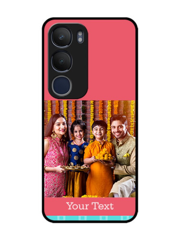 Custom Vivo Y29 5G Custom Glass Phone CasePeach and Blue Color Design