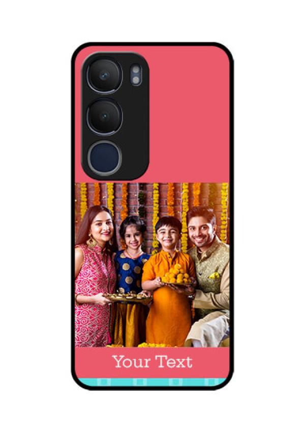 Vivo Y29 5G Custom Glass Phone CasePeach and Blue Color Design