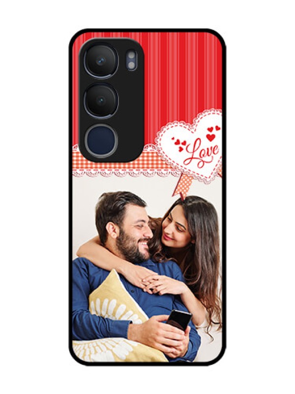 Custom Vivo Y29 5G Custom Glass Phone CaseRed Love Pattern Design