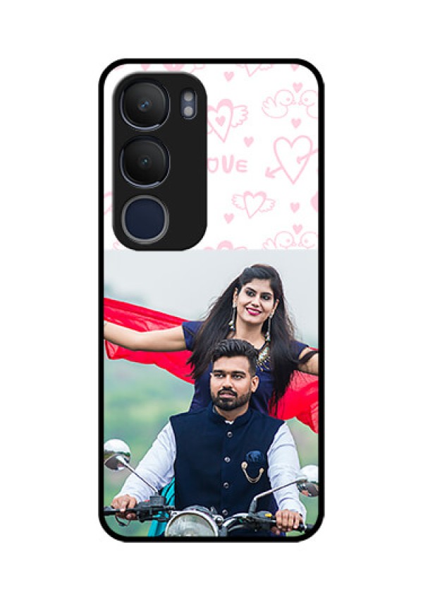 Vivo Y29 5G Custom Glass Phone CasePink Flying Heart Design