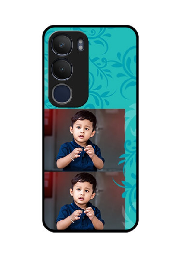 Vivo Y29 5G Custom Glass Phone CaseWith Photo And Green Floral Design