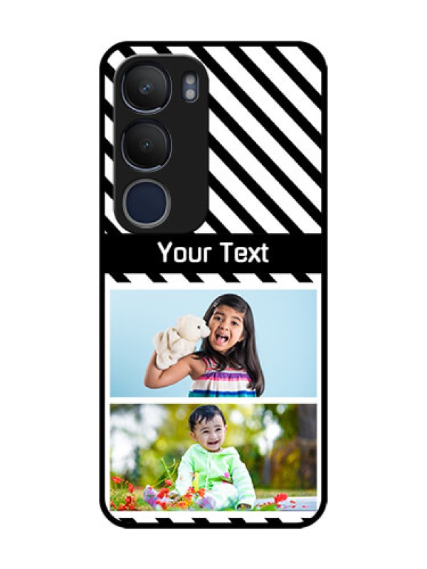 Custom Vivo Y29 5G Custom Glass Phone CaseBlack And White Stripes Design