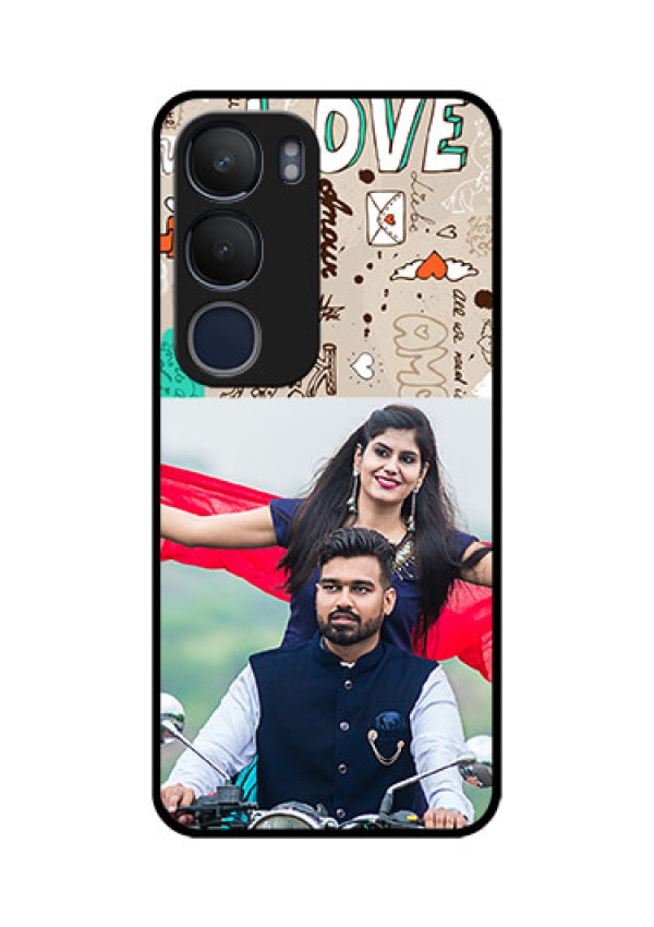 Vivo Y29 5G Custom Glass Phone CaseLove Doodle Pattern