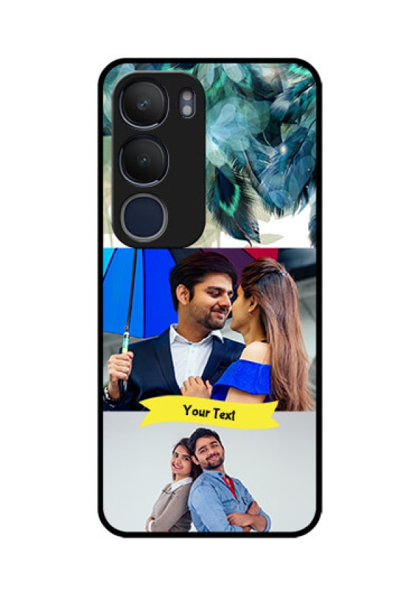 Vivo Y29 5G Custom Glass Phone CaseImage With Boho Peacock Feather Design