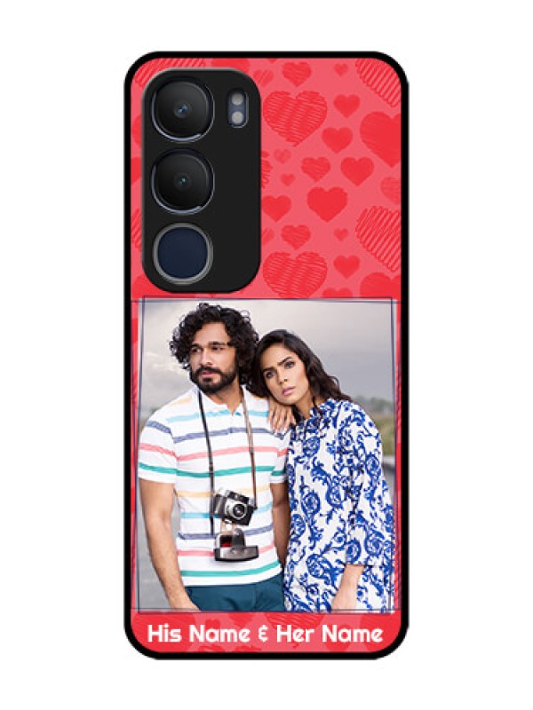 Custom Vivo Y29 5G Custom Glass Phone CaseWith Red Heart Symbols Design