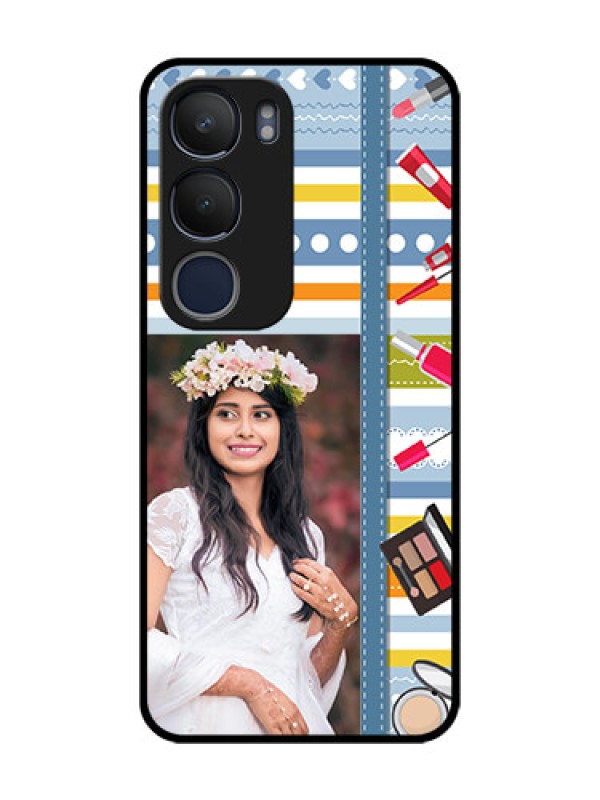 Custom Vivo Y29 5G Custom Glass Phone CaseMakeup Icons Design
