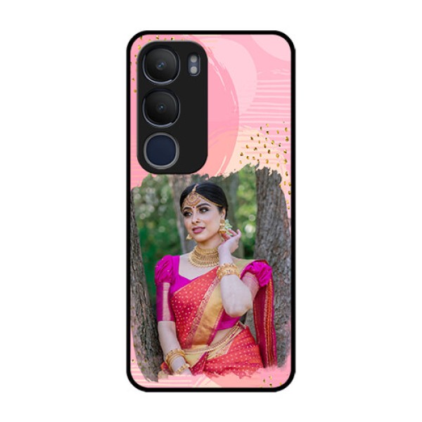 Vivo Y29 5G Custom Glass Phone CaseGold Glitter Splash Design