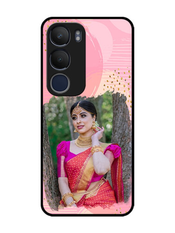 Custom Vivo Y29 5G Custom Glass Phone CaseGold Glitter Splash Design