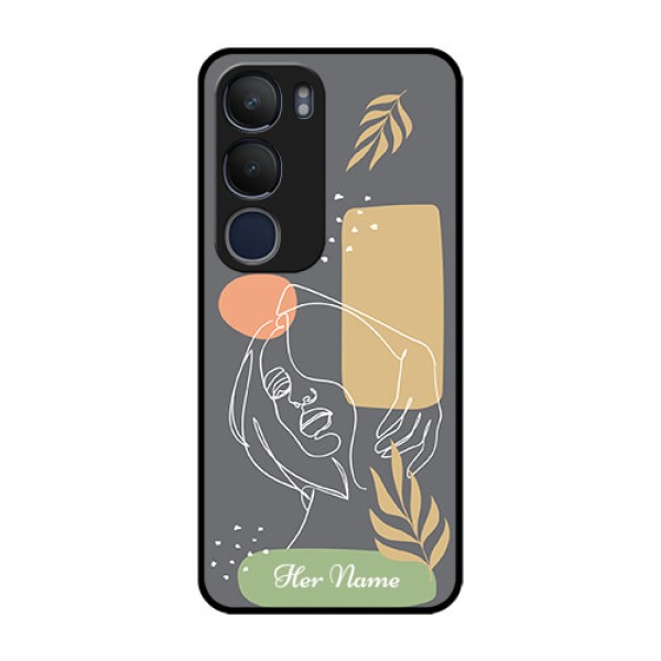 Vivo Y29 5G Custom Glass Phone CaseGazing Woman Line Art Design Vivo Y29 5G Custom Glass Phone CaseGazing Woman Line Art Design