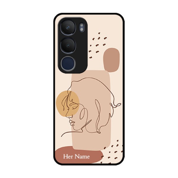 Vivo Y29 5G Custom Glass Phone CaseCalm Woman Line Art Design