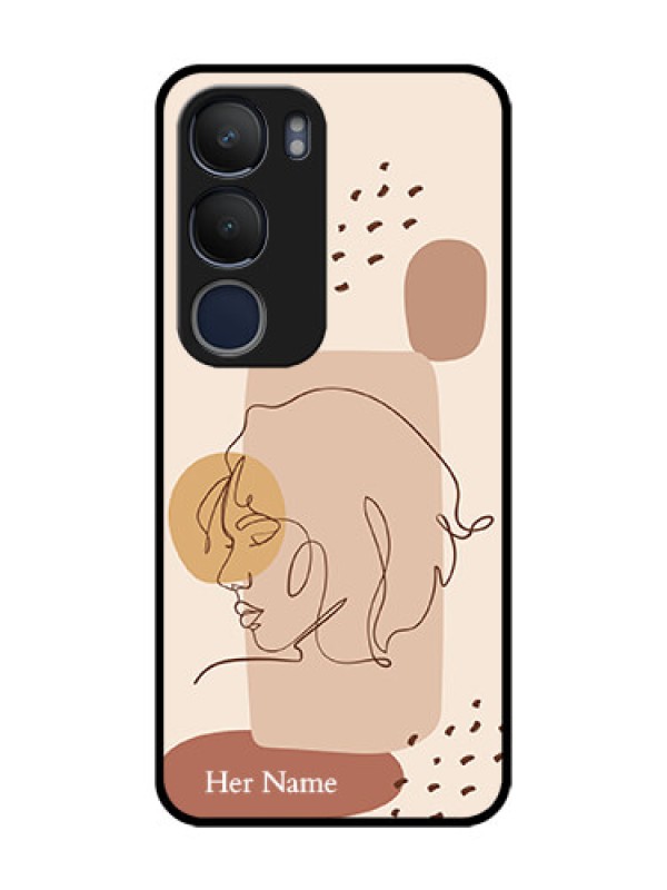 Custom Vivo Y29 5G Custom Glass Phone CaseCalm Woman Line Art Design