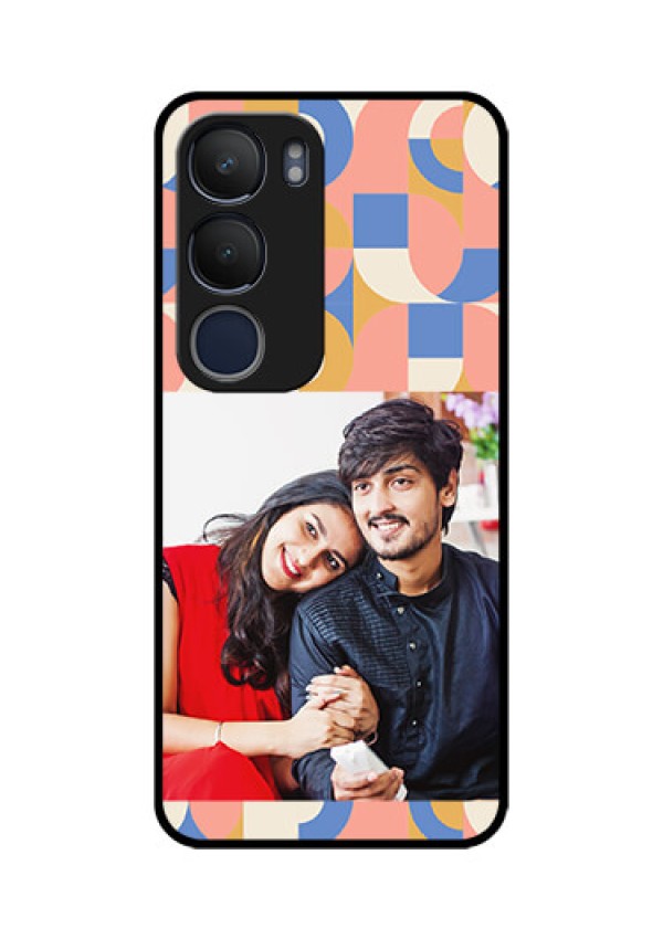 Vivo Y29 5G Custom Glass Phone CaseSemi - Circle Maze Pattern Design