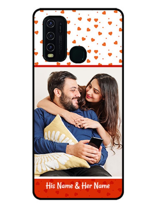 Custom Vivo Y30 Custom Glass Phone Case  - Orange Love Symbol Design