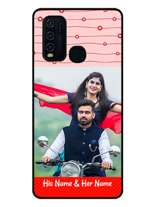 Custom Vivo Y30 Personalized Glass Phone Case  - Red Pattern Case Design