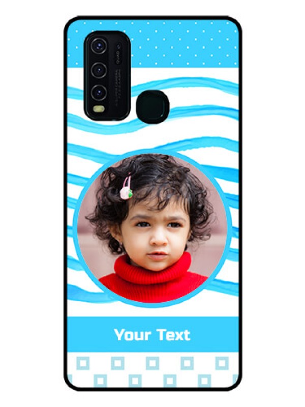 Custom Vivo Y30 Custom Glass Phone Case  - Simple Blue Case Design