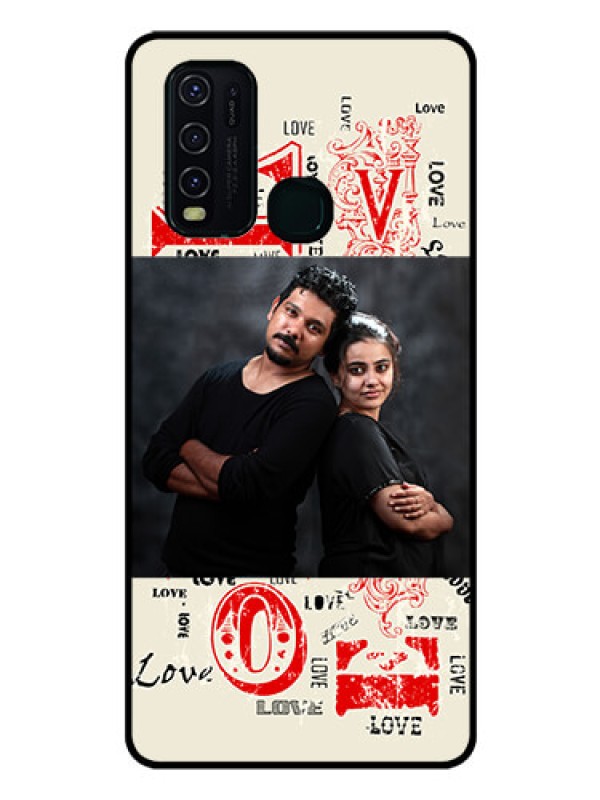 Custom Vivo Y30 Photo Printing on Glass Case  - Trendy Love Design Case
