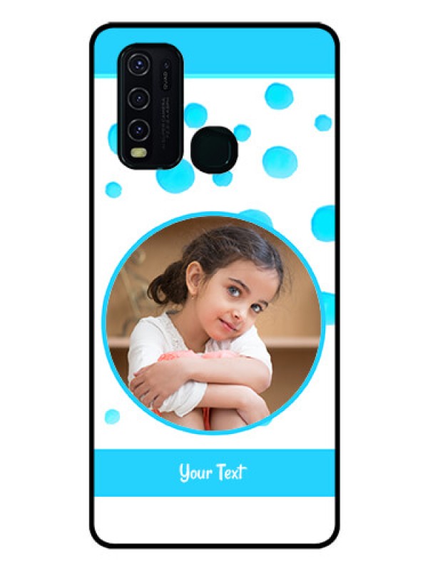 Custom Vivo Y30 Photo Printing on Glass Case  - Blue Bubbles Pattern Design