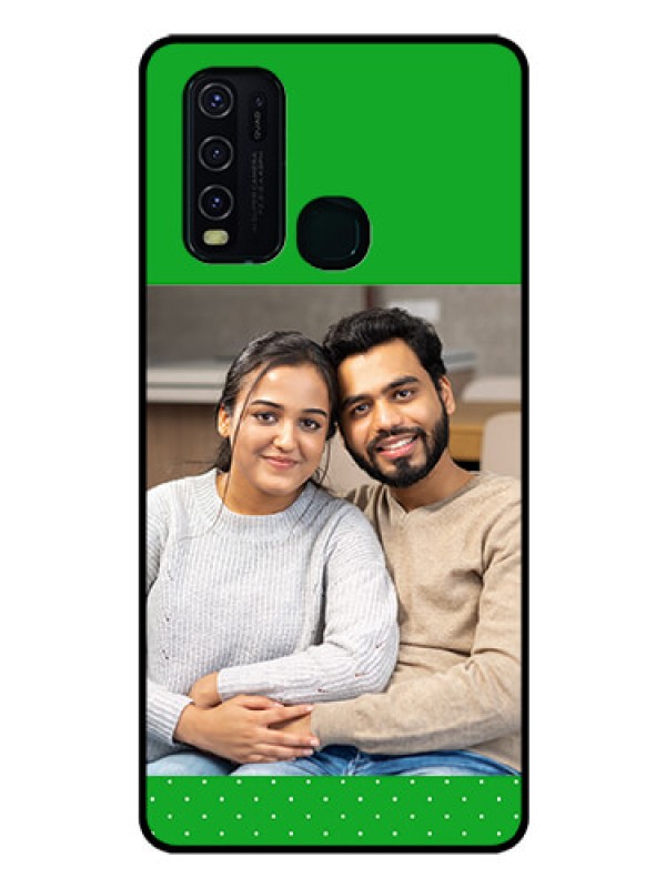 Custom Vivo Y30 Personalized Glass Phone Case  - Green Pattern Design