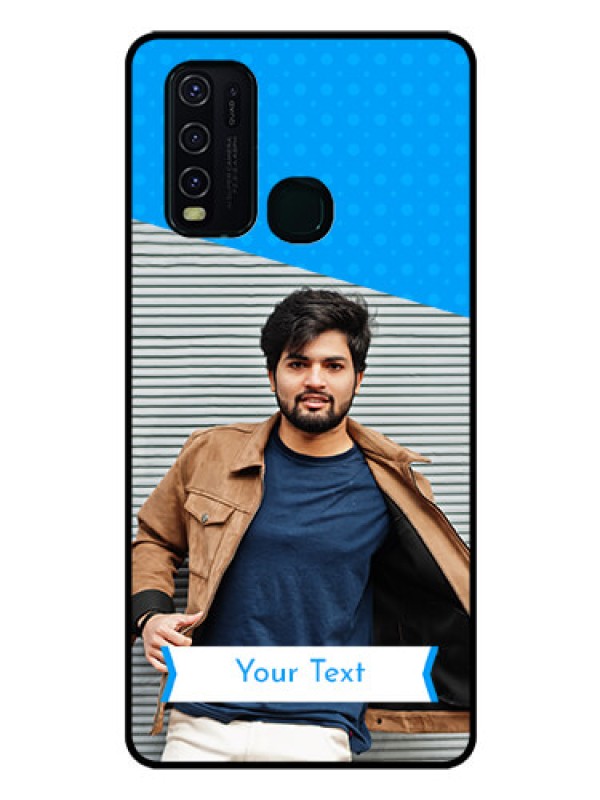 Custom Vivo Y30 Photo Printing on Glass Case  - Simple Blue Color Design