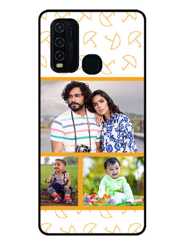 Custom Vivo Y30 Custom Glass Mobile Case  - Yellow Pattern Design