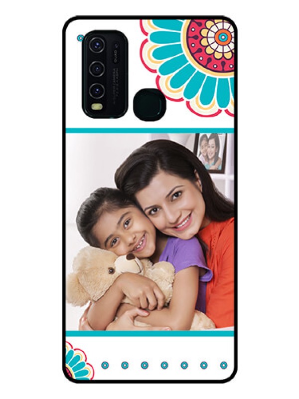 Custom Vivo Y30 Custom Glass Phone Case  - Flower Design