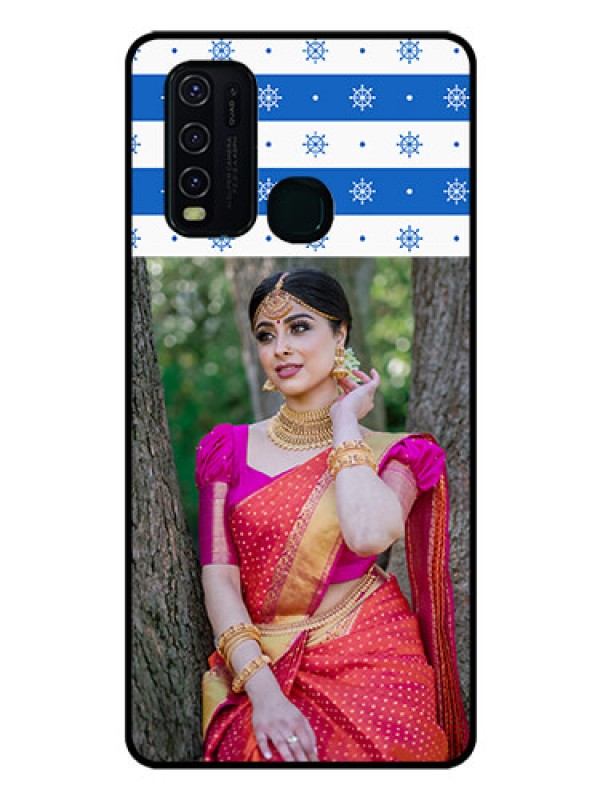 Custom Vivo Y30 Photo Printing on Glass Case  - Snow Pattern Design