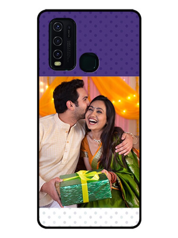 Custom Vivo Y30 Personalized Glass Phone Case  - Violet Pattern Design