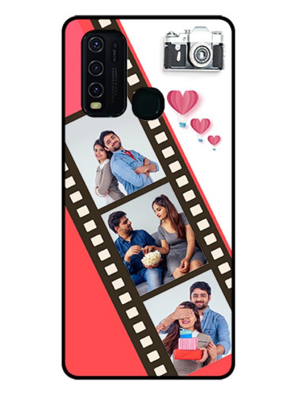 Custom Vivo Y30 Personalized Glass Phone Case  - 3 Image Holder with Film Reel