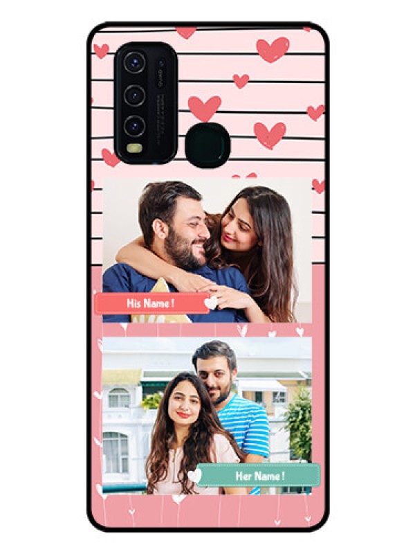 Custom Vivo Y30 Custom Glass Mobile Case  - Photo with Heart Design