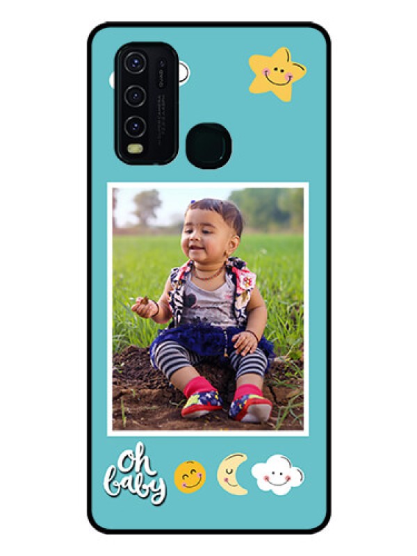 Custom Vivo Y30 Personalized Glass Phone Case  - Smiley Kids Stars Design