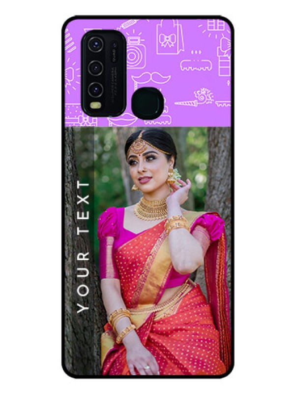 Custom Vivo Y30 Custom Glass Mobile Case  - Birthday Icons Design