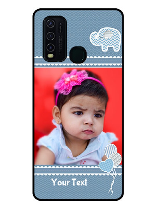 Custom Vivo Y30 Photo Printing on Glass Case  - with Kids Pattern Design